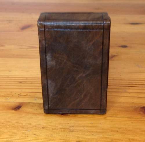 CIGARETTE BOX HOLDER=LEATHER=EMBOSSED=SOLD AS SEEN IN THE IMAGES.