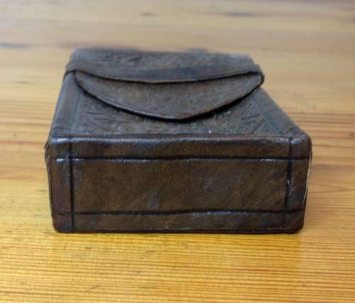 CIGARETTE BOX HOLDER=LEATHER=EMBOSSED=SOLD AS SEEN IN THE IMAGES.