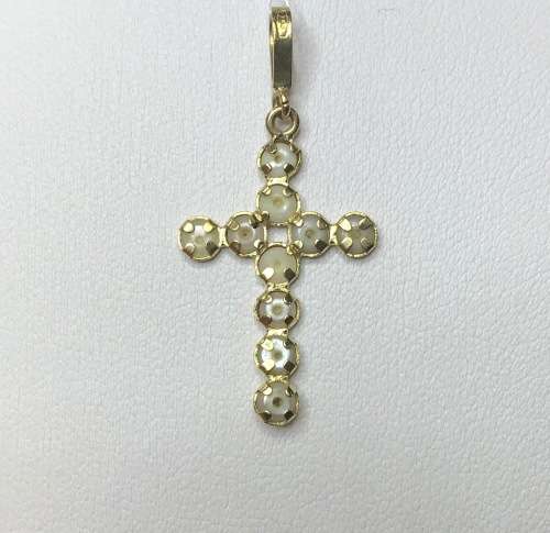 PENDANT CROSS=18K (carat) GOLD=SEED PEARLS and GOLD CROSS=Marked 750=Real PEARLS=BEAUTIFUL!!!!!