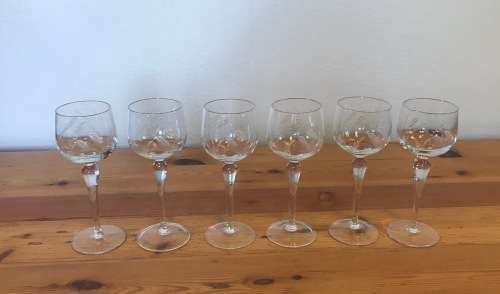 HOCK Glasses x set of 6 WHEAT PATTERN STUNNING!!! WINE GIN??? GLASS