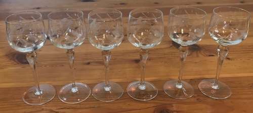 HOCK Glasses x set of 6 WHEAT PATTERN STUNNING!!! WINE GIN??? GLASS
