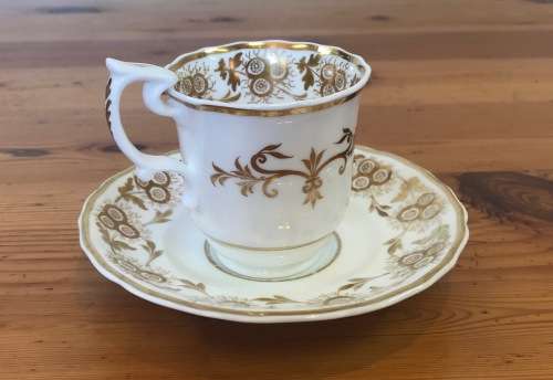 DEMITASSE Cup & Saucer=WHITE GROUND and GILT FLORAL PATTERN=4425=COFFEE=EXPRESSO.
