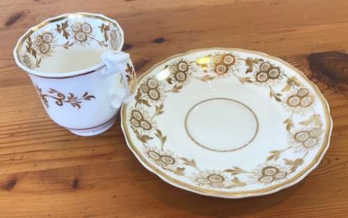 DEMITASSE Cup & Saucer=WHITE GROUND and GILT FLORAL PATTERN=4425=COFFEE=EXPRESSO.