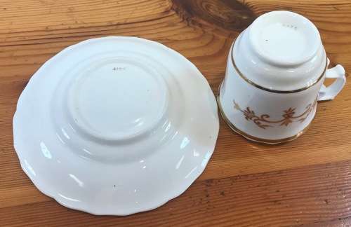 DEMITASSE Cup & Saucer=WHITE GROUND and GILT FLORAL PATTERN=4425=COFFEE=EXPRESSO.