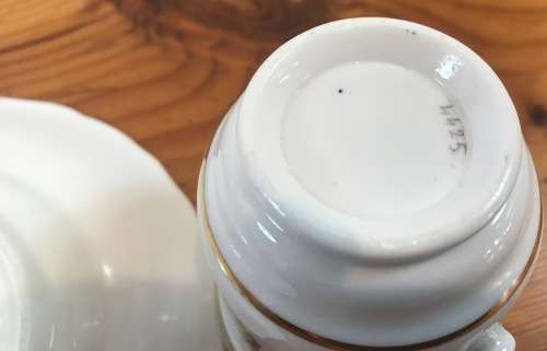 DEMITASSE Cup & Saucer=WHITE GROUND and GILT FLORAL PATTERN=4425=COFFEE=EXPRESSO.