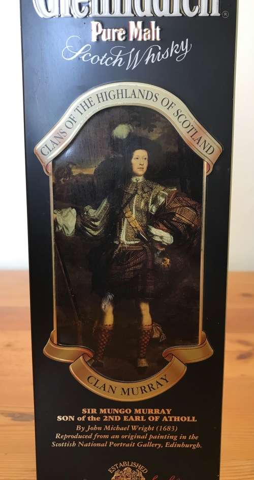 TIN=GLENFIDDICH SINGLE MALT=PURE MALT=SCOTCH WHISKY=CLAN MURRAY TIN=NO BOTTLE.