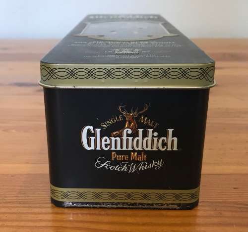 TIN=GLENFIDDICH SINGLE MALT=PURE MALT=SCOTCH WHISKY=CLAN MURRAY TIN=NO BOTTLE.