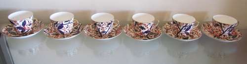BLOOR DERBY BAMBOO PATTERN (Imari Pallet) 6 huge TEA CUPS & SAUCERS c1830 RARE!! (ROYAL CROWN DERBY)
