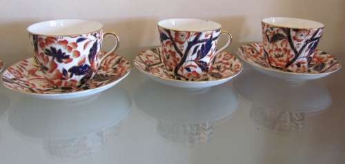 BLOOR DERBY BAMBOO PATTERN (Imari Pallet) 6 huge TEA CUPS & SAUCERS c1830 RARE!! (ROYAL CROWN DERBY)
