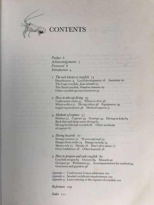 DIVING FOR CRAYFISH IN SOUTH AFRICA COLIN VARY Published by Struik 1983 Margo Branch LOBSTERS.