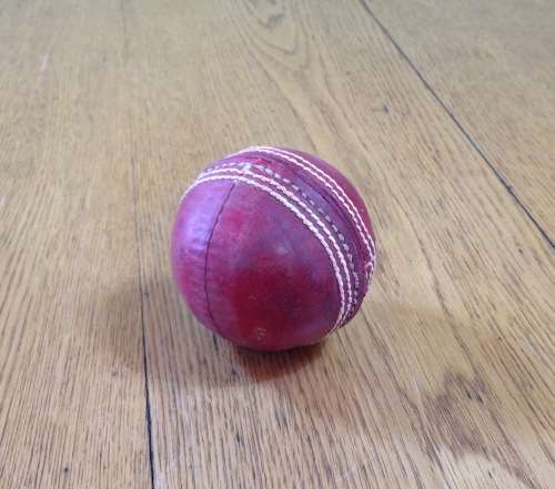 CRICKET BALL=RED=SECOND HAND=USED=COLLECTIBLE.