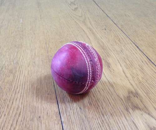 CRICKET BALL=RED=SECOND HAND=USED=COLLECTIBLE.