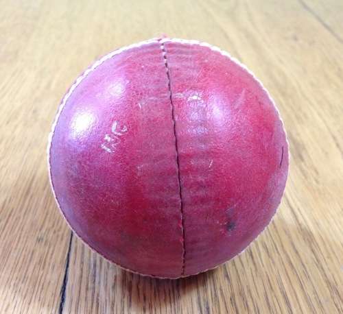 CRICKET BALL=RED=SECOND HAND=USED=COLLECTIBLE.