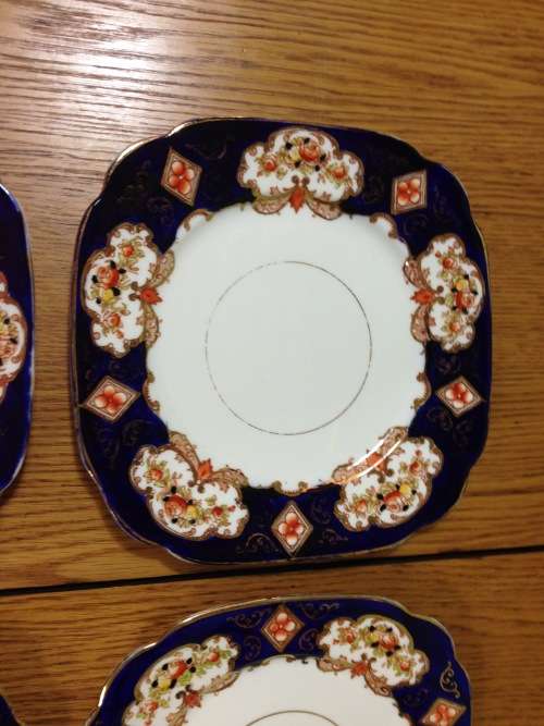 ROYAL ALBERT DERBY IMARI STYLE SQUARE ENTREE SALAD DESSERT PLATES x 8 CROWN CHINA 1917-1925 ENGLAND
