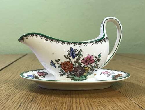 COPELAND SPODE=CHINESE ROSE=GRAVY / SAUCE BOAT and UNDERPLATE=MINIATURE=SMALL=STUNNING!!!!!