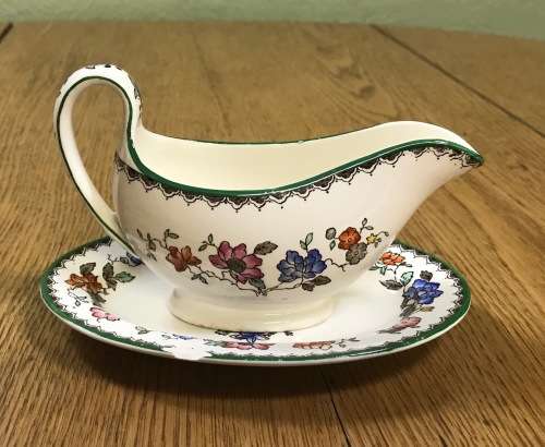 COPELAND SPODE=CHINESE ROSE=GRAVY / SAUCE BOAT and UNDERPLATE=MINIATURE=SMALL=STUNNING!!!!!