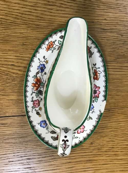 COPELAND SPODE=CHINESE ROSE=GRAVY / SAUCE BOAT and UNDERPLATE=MINIATURE=SMALL=STUNNING!!!!!