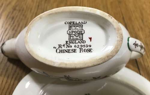 COPELAND SPODE=CHINESE ROSE=GRAVY / SAUCE BOAT and UNDERPLATE=MINIATURE=SMALL=STUNNING!!!!!