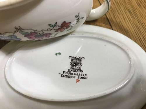 COPELAND SPODE=CHINESE ROSE=GRAVY / SAUCE BOAT and UNDERPLATE=MINIATURE=SMALL=STUNNING!!!!!