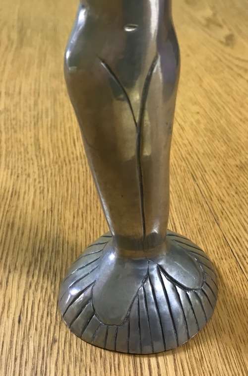 CAROL BOYES=SINGLE PEWTER CANDLESTICK=HALLMARKED.