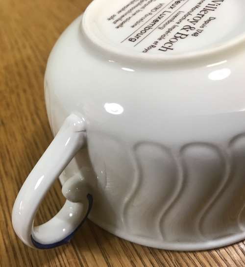 VILLEROY & BOCH=VIEUX LUXEMBOURG PATTERN=TEA CUP=SAUCER=MADE IN LUXEMBOURG=GERMANY=BLUE and WHITE!d