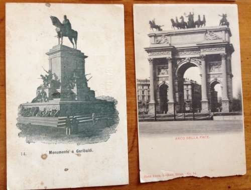 POSTCARDS x 4 POST CARDS BLACK and WHITE BOLOGNA ITALY R. PNACOTECA GARIBALDI MONUMENT ARCH of PEACE