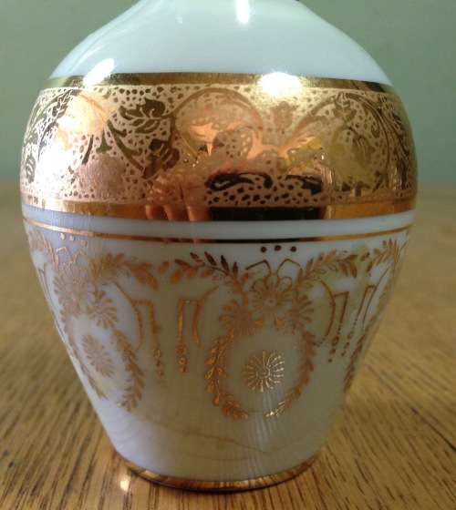 LIMOGES=FRANCE=Perfume Spay Bottle=ATOMISER=Gilt decoration=damaged as shown.