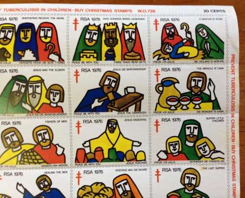 CHRISTMAS STAMPS SHEET RSA KERSFEES 1976 PREVENT TB in CHILDREN 20c CINDERELLAS RELIGION JESUS BORN.