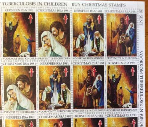CHRISTMAS STAMPS SHEET RSA KERSFEES 1981 PREVENT TB in CHILDREN 20c CINDERELLAS RELIGION JESUS BORN.