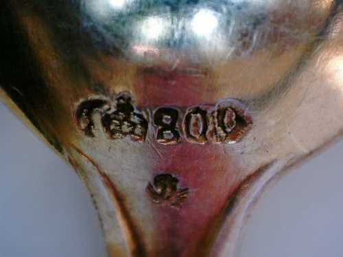 COFFEE DEMITASSE SPOONS x 12 800 GILTED STERLING SILVER GERMANY BEAUTIFULLY ELEGANT DESIGN!!!