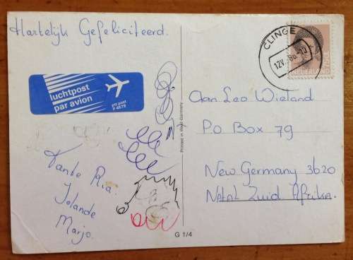 POSTCARD POST CARD GERMANY HORSEFOAL PADDOCKS MARE NETHERLANDS 1988 NEW GERMANY SOUTH AFRICA.