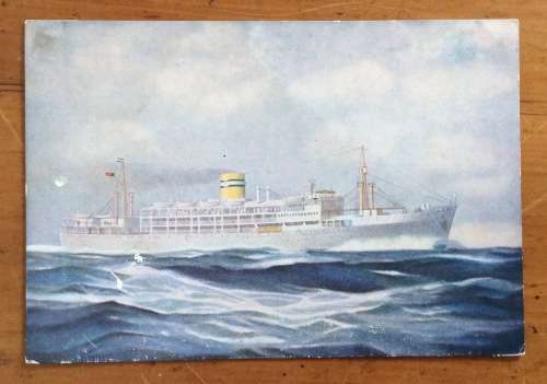 SHIP POSTCARD POST CARD Companhia Colonial de Navegação PAQUETE PATRIA STEAM CRUISE LINER PASSENGER