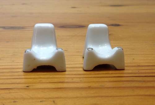 LIMOGES French Miniature Porcelain CHAIRS x 2=LOUNGERS=France=Dolls House=ALL WHITE.