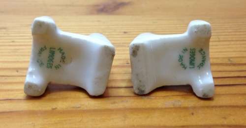 LIMOGES French Miniature Porcelain CHAIRS x 2=LOUNGERS=France=Dolls House=ALL WHITE.