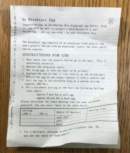 EGG BOILER for MICROWAVE SINGLE EGG CAPACITY LIKE NEW in its BOX!!!