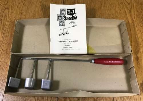 SNACKLE=THREE-IN-ONE=ORIGINAL INSTRUCTIONS=TRANSVAAL AGENCIES=SNACKS in a JIFFY=LIKE NEW in its BOX!