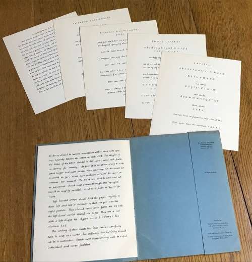 HANDWRITING SHEETS wraps x 2=PATRICK BARRY=O.S.B.=1954 + 1955=CALLIGRAPHY.