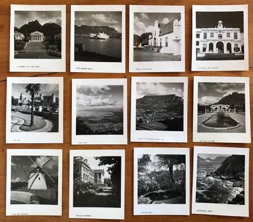 CAPE TOWN PHOTOGRAPHS x 12=BLACK and WHITE=MINIATURE=62mm x 75mm=Each with Printed Description!!!
