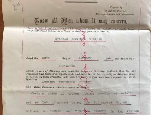 1903=DEED of TRANSFER=BRITSTOWN=CROWNED OVAL DEEDS REGISTRAR CACHET=CAPE OF GOOD HOPE=REVENUE £2.00.