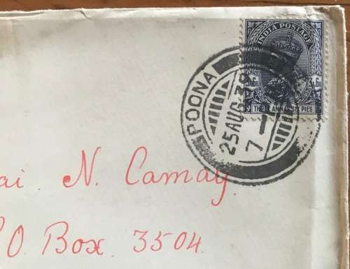 INDIA LETTER from POONA to JOHANNESBURG SOUTH AFRICA 1939 UNUSUAL!!!!