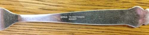 SILVER PLATED EPNS PICKLE FORK=T.H. Marthinsen=NORWAY.