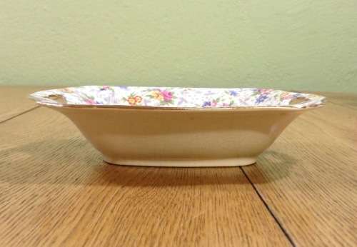 Royal Winton Grimwades Chintz NUTDISH SNACK TRAY/BOWL HANDLES ENGLAND 1951-1964 Floral!!