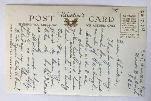 POSTCARD POST CARD SEPIA DULWICH DULWICH COLLEGE SOUTH LONDON ENGLAND VINTAGE CAR LAKE VILLAGE 1950.
