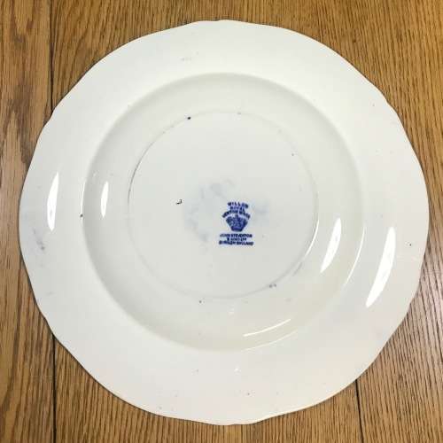 ROYAL VENTON WARE PLATE BURSLEM ENGLAND WILLOW PATTERN BLUE and WHITE STEVENTON + SONS ORIENTAL BIRD