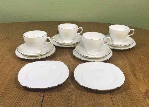 QUEEN ANNE=RIDGWAY POTTERIES=TRIO=TEA CUPS=SAUCERS=ROYAL MALVERN CAKE/SIDE PLATES=