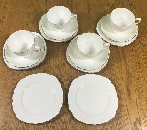 QUEEN ANNE=RIDGWAY POTTERIES=TRIO=TEA CUPS=SAUCERS=ROYAL MALVERN CAKE/SIDE PLATES=