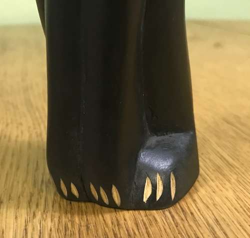 CAT FIGURINE ROOT SHAFUTA AFRICAN ART TALL BLACK in COLOUR.