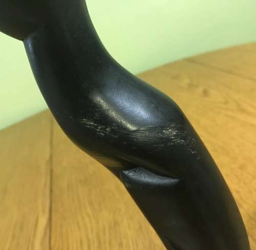 CAT FIGURINE ROOT SHAFUTA AFRICAN ART TALL BLACK in COLOUR.