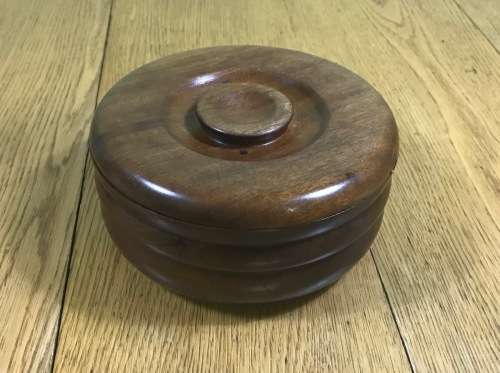 ROUND WOODEN BOWL and LID TOBACCO? MAHOGANY?? TEAK?? Please read notes.....