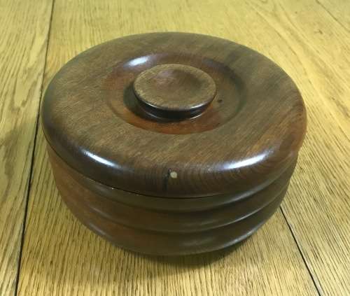 ROUND WOODEN BOWL and LID TOBACCO? MAHOGANY?? TEAK?? Please read notes.....